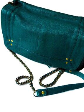 Jerome Dreyfuss Bobi green lambskin leather crossbody bag